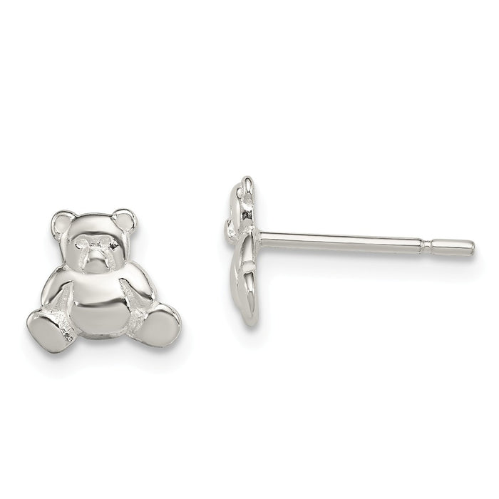 Stella Silver 925 Sterling Silver Teddy Bear Post Earrings, 7mm x 8mm