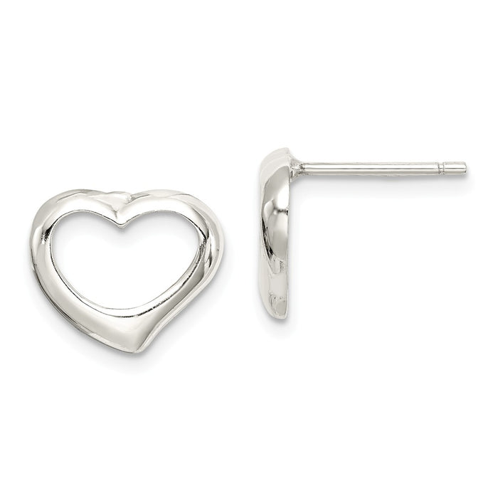 Stella Silver 925 Sterling Silver Heart Post Earrings, 10mm x 12mm