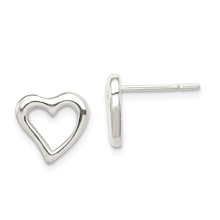 Stella Silver 925 Sterling Silver Heart Post Earrings, 9mm x 10mm