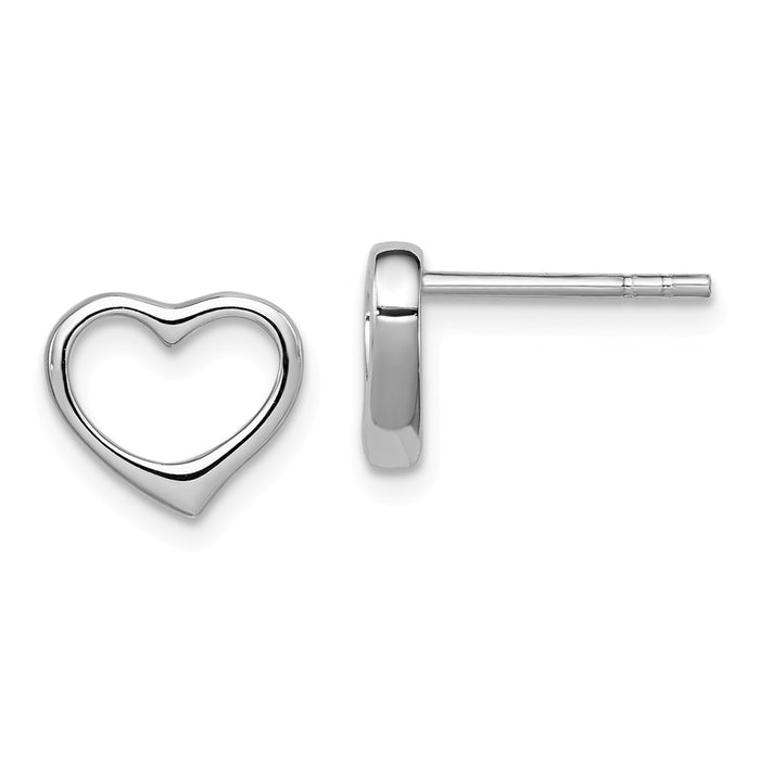 Stella Silver 925 Sterling Silver Rhodium-Plated Open Heart Post Earrings, 8mm x 10mm