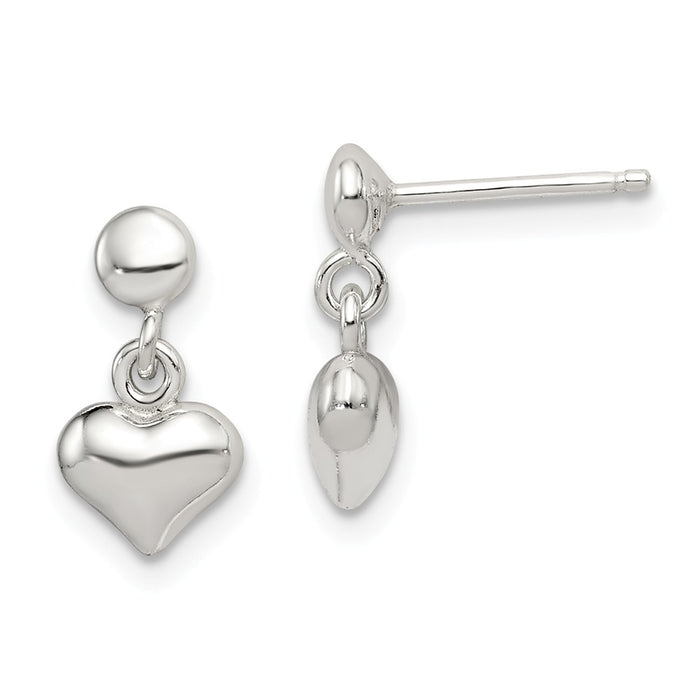 Stella Silver 925 Sterling Silver Dangle Heart Post Earrings, 11mm x 6mm