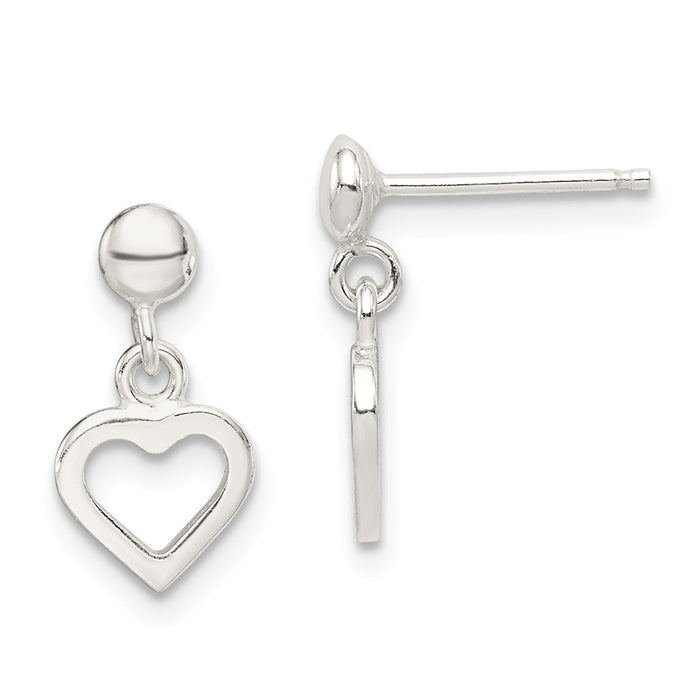 Stella Silver 925 Sterling Silver Dangle Heart Post Earrings, 13mm x 7mm