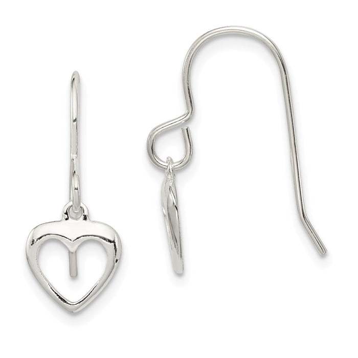 Stella Silver 925 Sterling Silver Heart Dangle Shepherd Hook Earrings, 21mm x 9mm