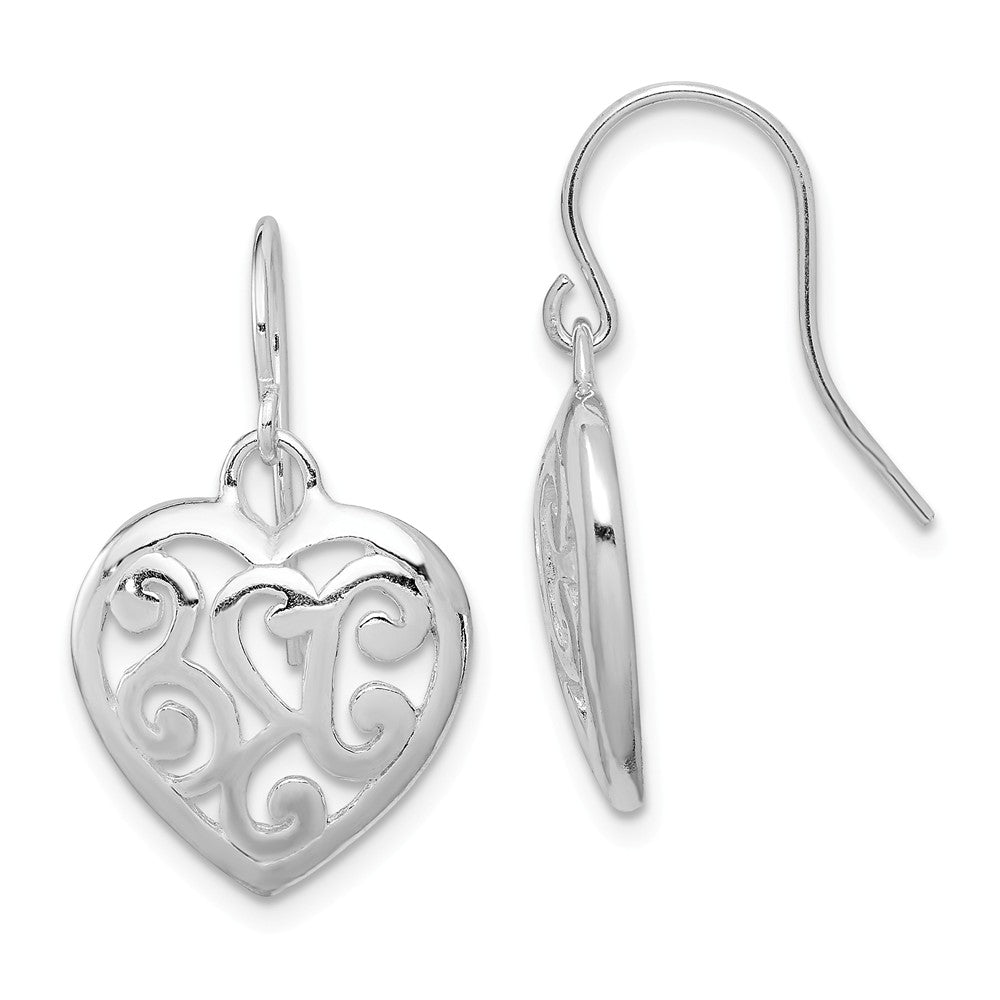 Stella Silver 925 Sterling Silver Rhodium-Plated Shepherd Hook Earrings, 28mm x 15mm