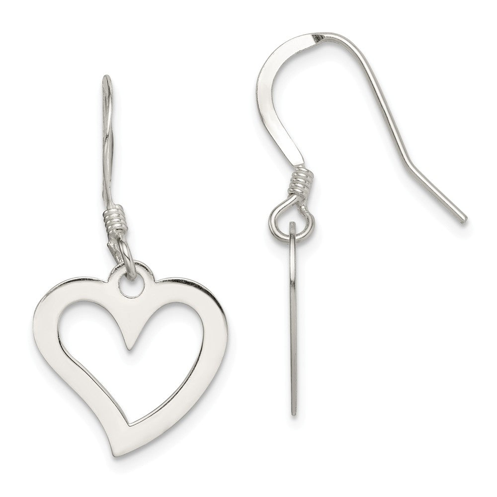 Stella Silver 925 Sterling Silver Polished Heart Dangle Earrings, 31mm x 14mm