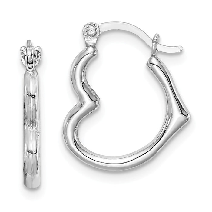 Stella Silver 925 Sterling Silver Rhodium-Plated Hollow Heart Hoop Earrings, 16mm x 14mm