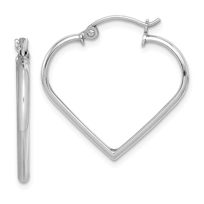 Stella Silver 925 Sterling Silver Rhodium-Plated Heart Hoop Earrings, 23mm x 25mm