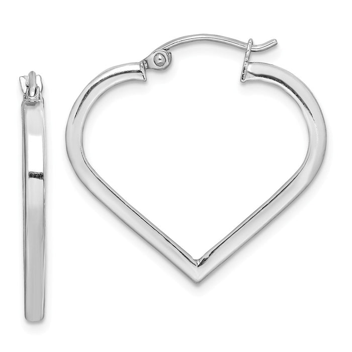 Stella Silver 925 Sterling Silver Rhodium-Plated Heart Hoop Earrings, 23mm x 25mm