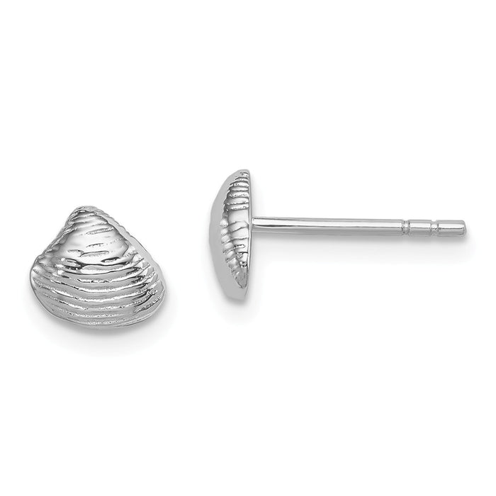 Stella Silver 925 Sterling Silver Rhodium-plated Shell Post Earrings, 6mm x 8mm