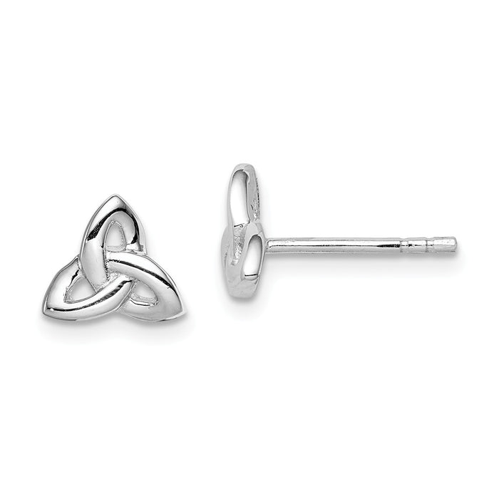 Stella Silver 925 Sterling Silver Rhodium-Plated Trinity Post Earrings, 7mm x 8mm