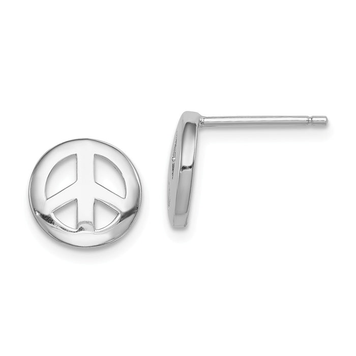 Stella Silver 925 Sterling Silver Rhodium-plated Polished Peace Sign Post Earrings, 10mm x 10mm