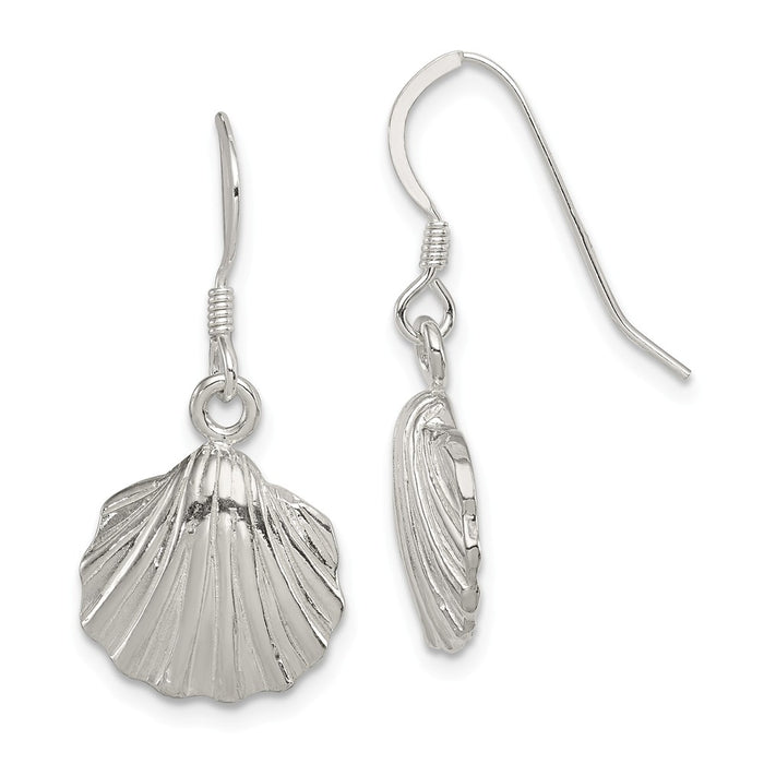 Stella Silver 925 Sterling Silver Shell Earrings, 28mm x 13mm