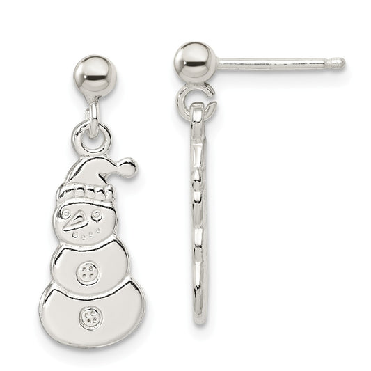 Stella Silver 925 Sterling Silver Polished Snowmen Post Dangle Earrings, 20mm x 8mm