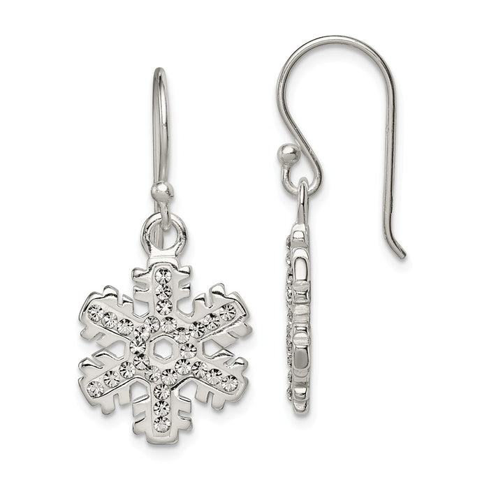 Stella Silver 925 Sterling Silver Stellux Crystal Snowflake Shepherd Hook Earrings, 31mm x 14mm