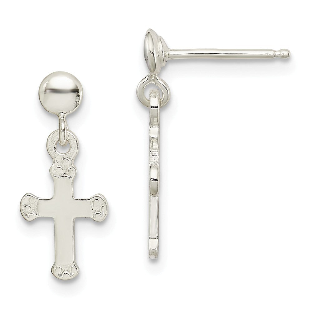Stella Silver 925 Sterling Silver Dangle Cross Earrings, 16mm x 7mm