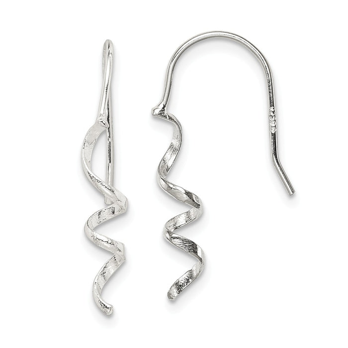 Stella Silver 925 Sterling Silver Spiral Dangle Shepherd Hook Earrings, 26mm x 4mm