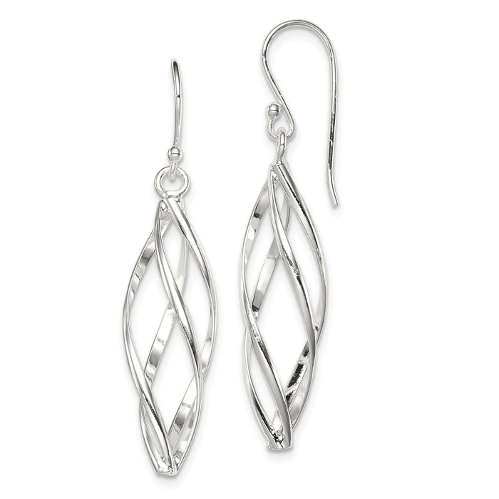 Stella Silver 925 Sterling Silver Long Twisted Earrings, 50mm x 10mm