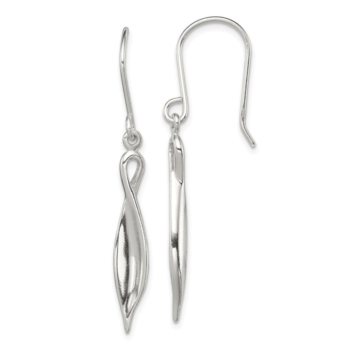 Stella Silver 925 Sterling Silver Shepherd Hook Earrings, 61mm x 13mm