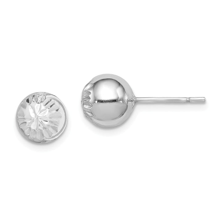 Stella Silver 925 Sterling Silver Rhodium-Plated Diamond-cut Post Earrings, 8mm x 8mm