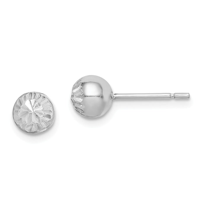 Stella Silver 925 Sterling Silver Rhodium-Plated Diamond-cut Post Earrings, 6mm x 6mm