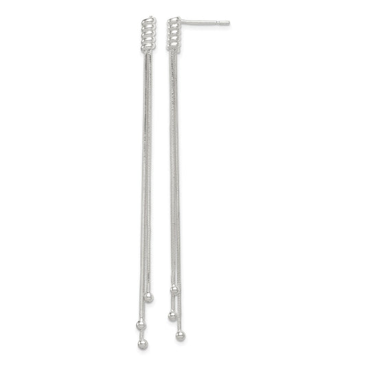 Stella Silver 925 Sterling Silver Wind Chime Dangle Post Earrings, 60mm x 4mm