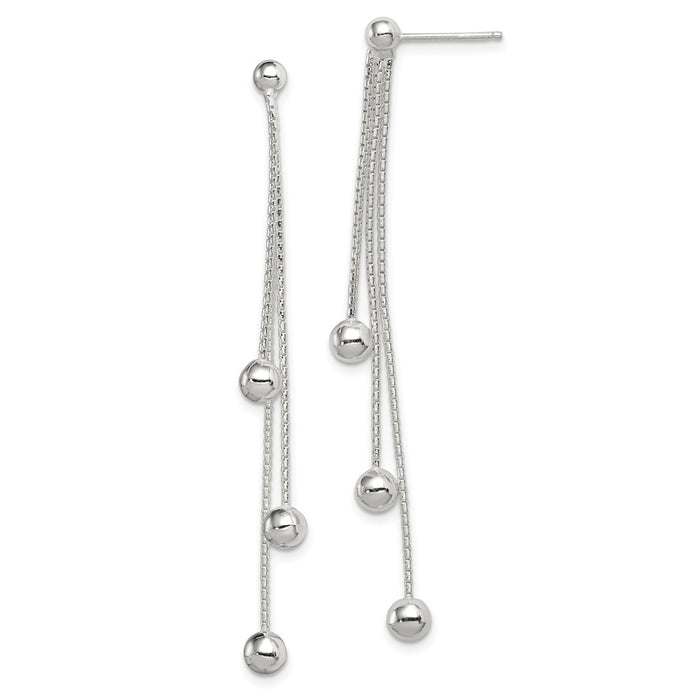 Stella Silver 925 Sterling Silver Polished Bead Post Dangle Earrings, 57mm x 4mm