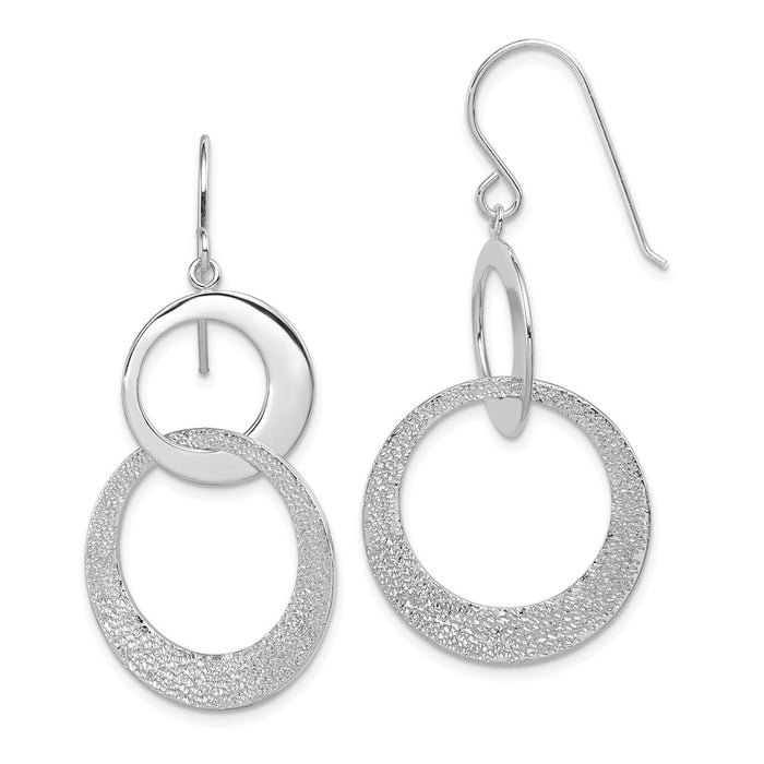 Stella Silver 925 Sterling Silver Textured & Polished Interlocking Circles Earrings, 44mm x 23mm