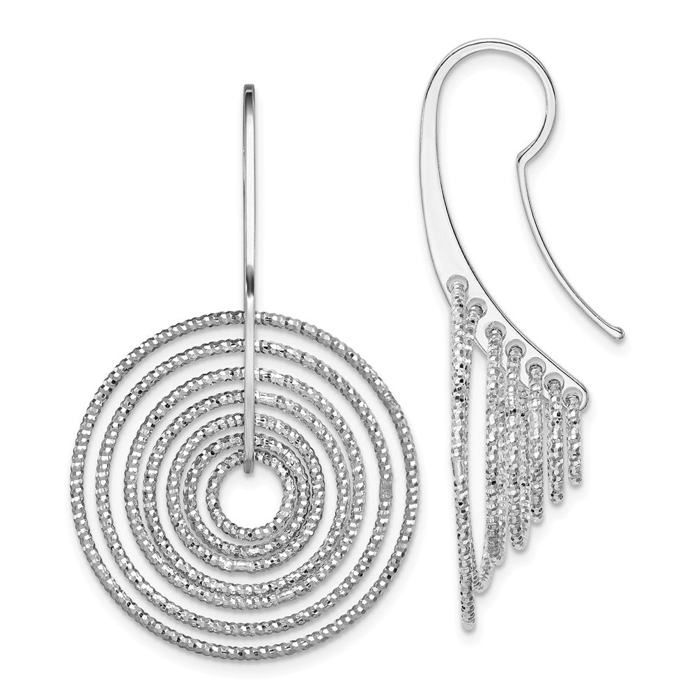Stella Silver 925 Sterling Silver Rhodium-Plated Diamond-Cut Circles Dangle Earrings, 43mm x 25mm