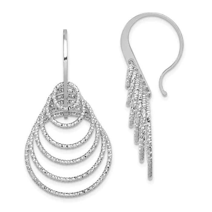 Stella Silver 925 Sterling Silver Rhodium-Plated Diamond-Cut Circles Dangle Earrings, 37mm x 20mm