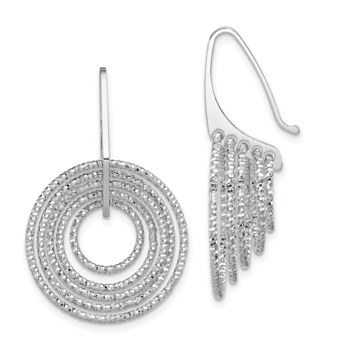 Stella Silver 925 Sterling Silver Rhodium-Plated Diamond-Cut Circles Dangle Earrings, 31mm x 20mm
