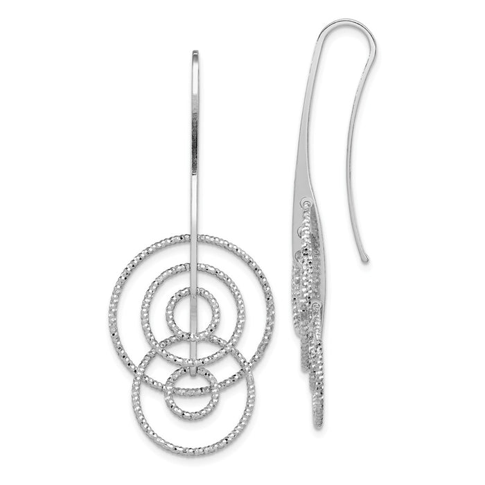 Stella Silver 925 Sterling Silver Rhodium-Plated Diamond-Cut Circles Dangle Earrings, 50mm x 20mm