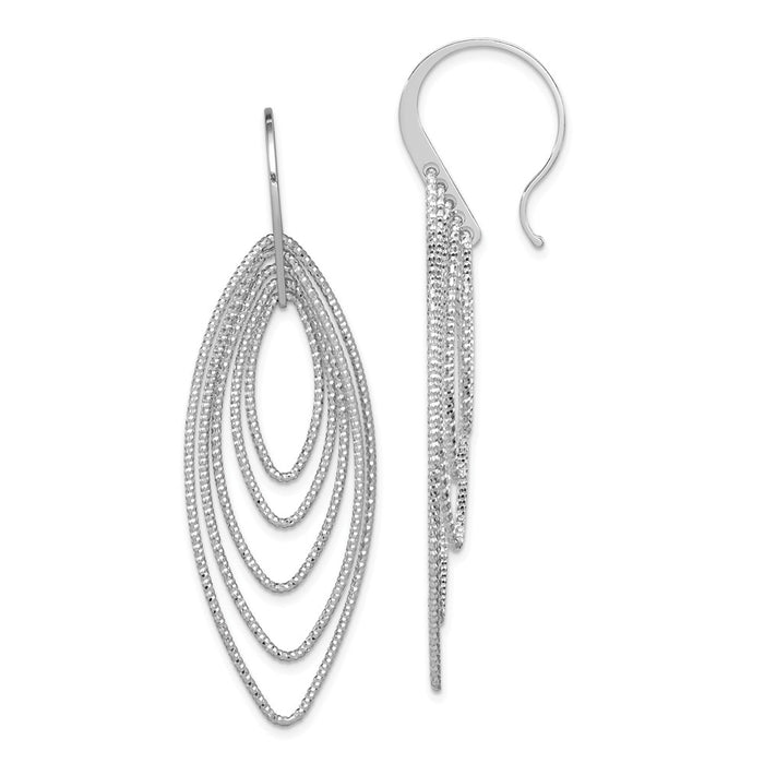 Stella Silver 925 Sterling Silver Rhodium-Plated Diamond-Cut Oblong Dangle Earrings, 59mm x 20mm