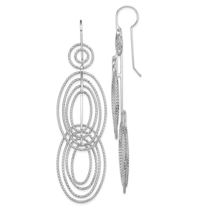 Stella Silver 925 Sterling Silver Rhodium-Plated Diamond-Cut Ovals Dangle Earrings, 88mm x 22mm