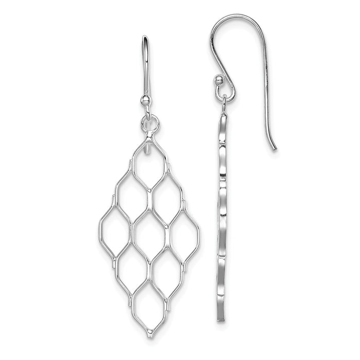 Stella Silver 925 Sterling Silver Rhodium-Plated Honeycomb Dangle Earrings, 42mm x 14mm