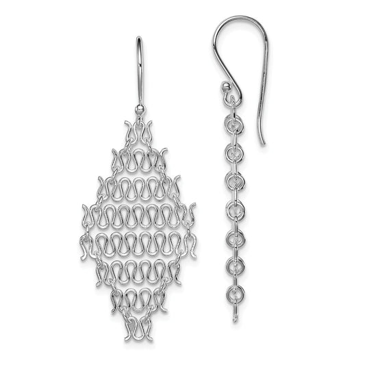 Stella Silver 925 Sterling Silver Rhodium-Plated Chain Link Dangle Earrings, 40mm x 15mm