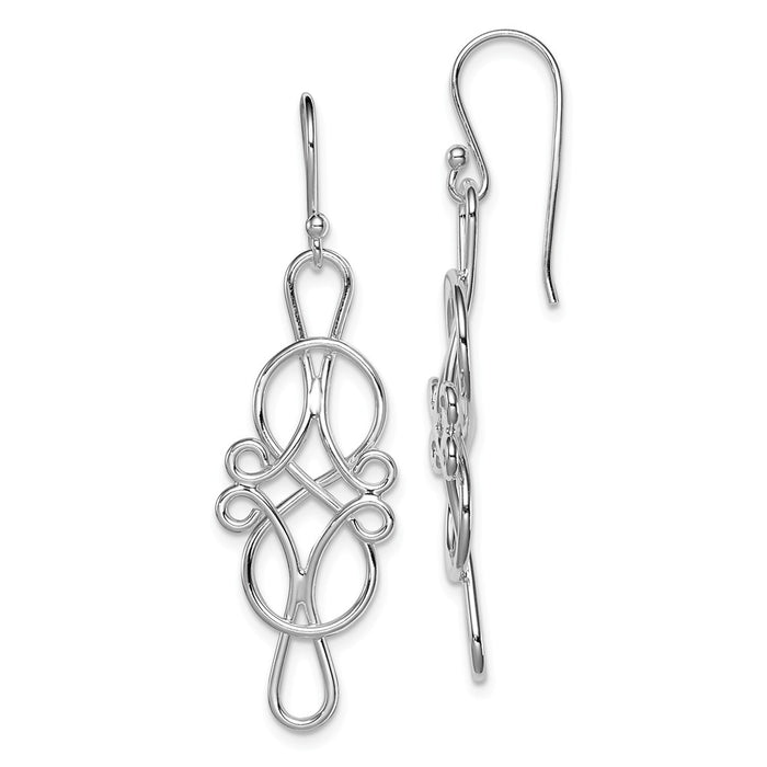 Stella Silver 925 Sterling Silver Rhodium PlatedDesign Dangle Earrings, 45mm x 13mm