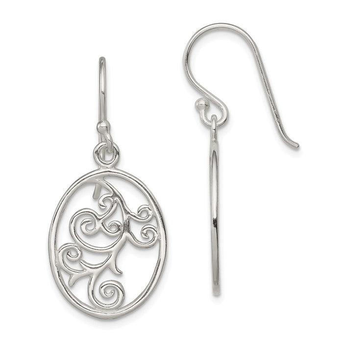 Stella Silver 925 Sterling Silver Shepherd Hook Earrings, 34mm x 15mm