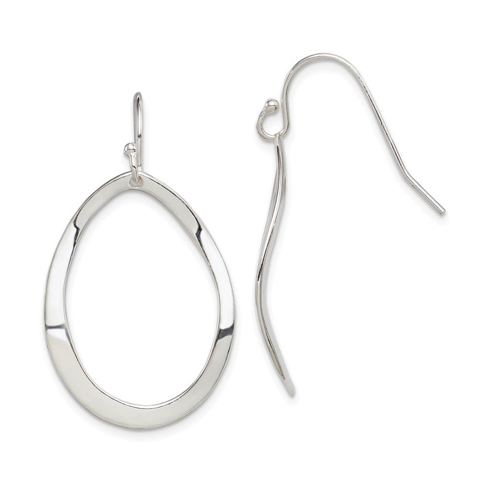 Stella Silver 925 Sterling Silver Polished Oval Dangle Earrings, 36mm x 21mm