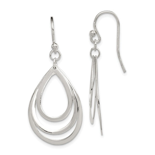 Stella Silver 925 Sterling Silver Polished Teardrops Dangle Earrings, 40mm x 17mm
