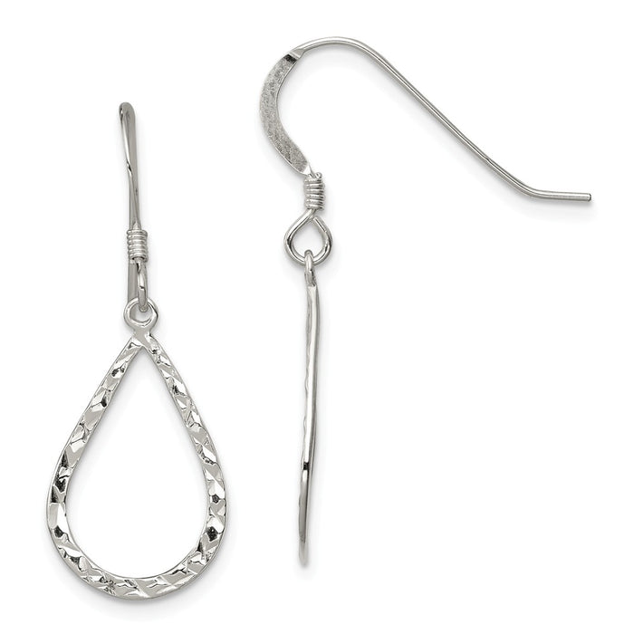 Stella Silver 925 Sterling Silver Dangle Shepherd Hook Earrings, 32mm x 12mm