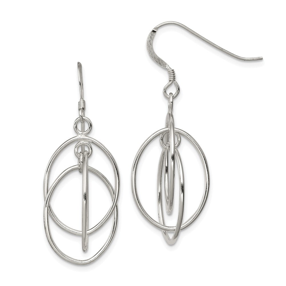 Stella Silver 925 Sterling Silver Dangle Shepherd Hook Earrings, 40mm x 14mm