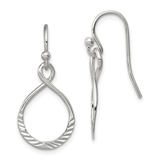 Stella Silver 925 Sterling Silver Shepherd Hook Earrings, 29mm x 14mm