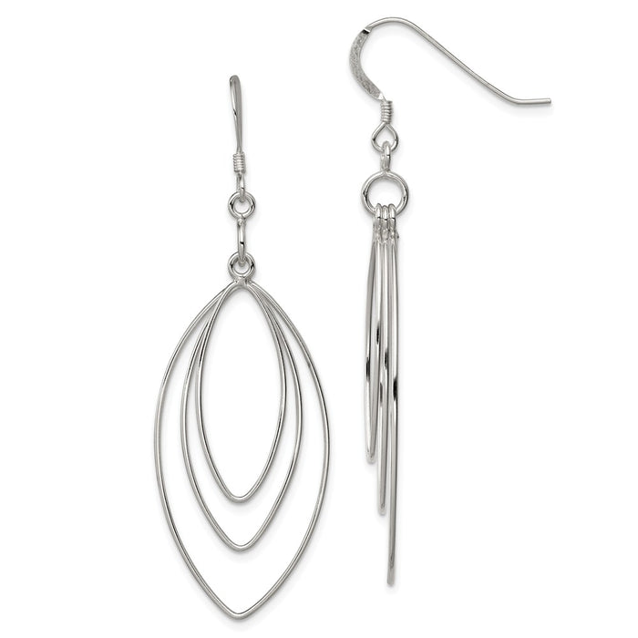 Stella Silver 925 Sterling Silver Shepherd Hook Earrings, 58mm x 19mm