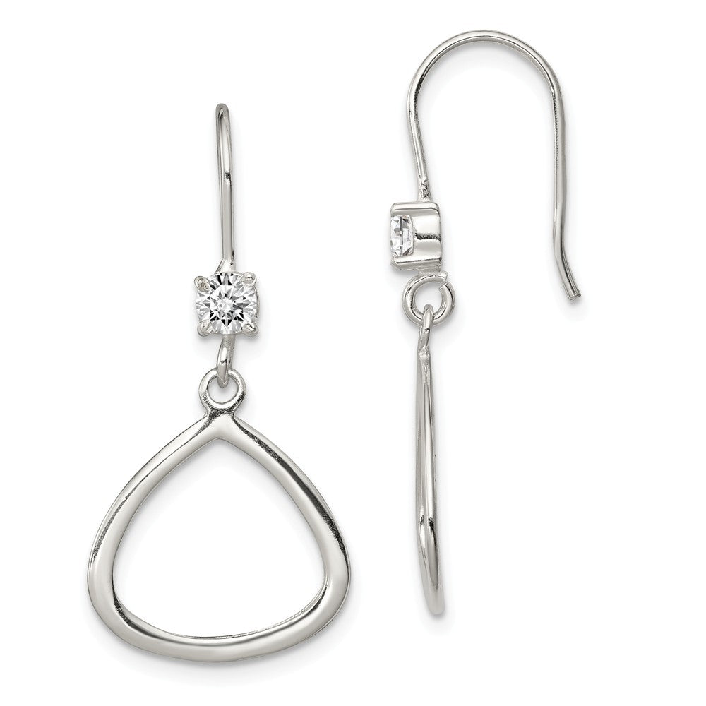Stella Silver 925 Sterling Silver Cubic Zirconia ( CZ ) Dangle Shepherd Hook Earrings, 35mm x 15mm