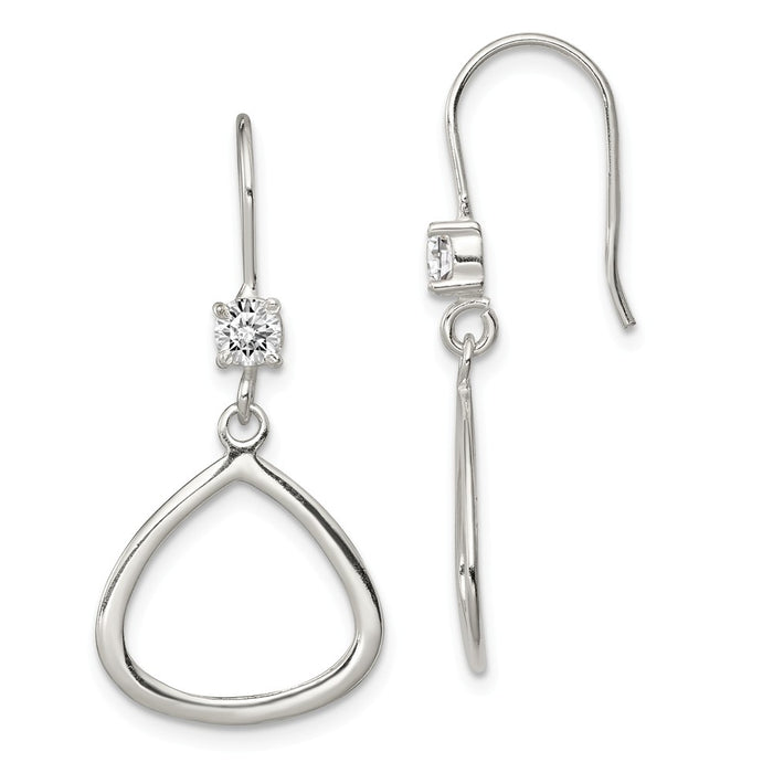 Stella Silver 925 Sterling Silver Cubic Zirconia ( CZ ) Dangle Shepherd Hook Earrings, 35mm x 15mm