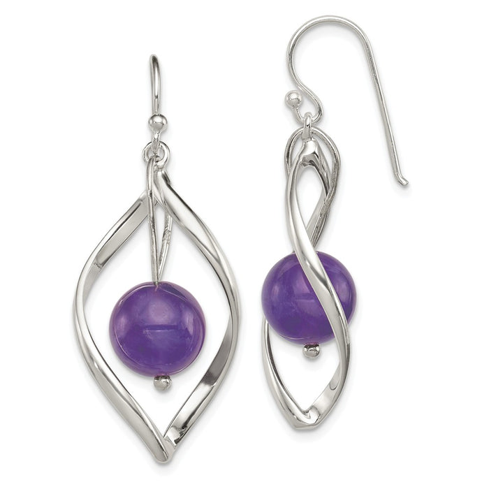 Stella Silver 925 Sterling Silver Twist Dangle Amethyst Earrings, 45mm x 12mm