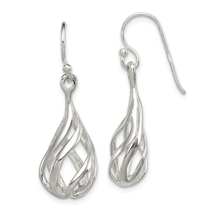 Stella Silver 925 Sterling Silver Twist Drop Shepherd Hook Earrings, 35mm x 10mm