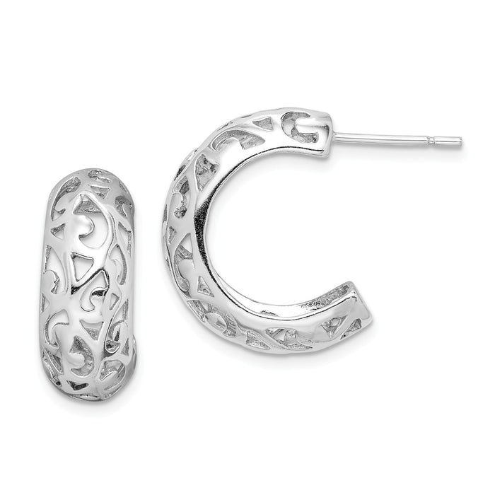 Stella Silver 925 Sterling Silver Rhodium-Plated Filigree Post Earrings, 20mm x 19mm