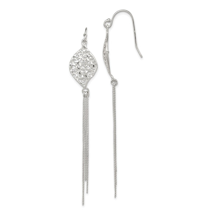 Stella Silver 925 Sterling Silver Dangle Shepherd Hook Earrings, 80mm x 13mm