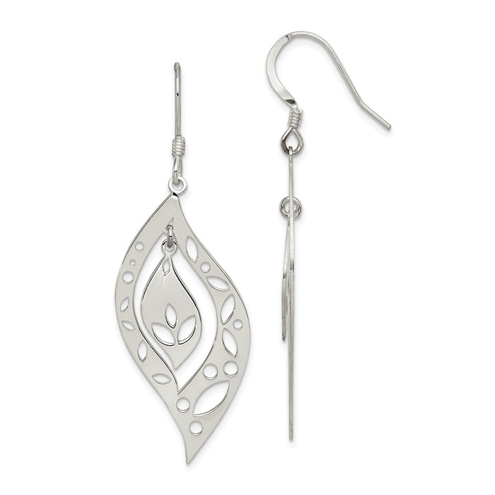 Stella Silver 925 Sterling Silver Polished Dangle Earrings, 53mm x 17mm